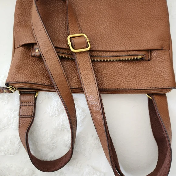 Fossil Brown Pebble Leather Crossbody Bag. Beautiful Bag - Picture 9 of 9